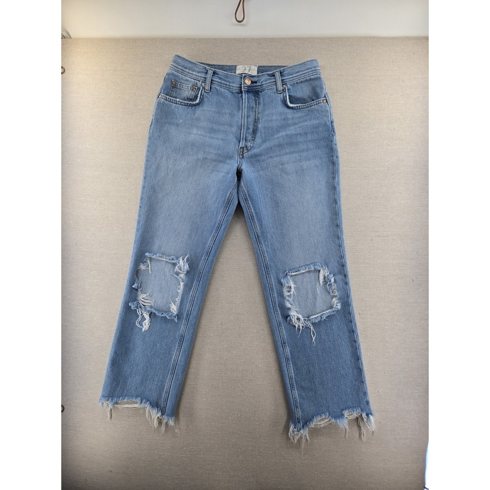We The Free Womens 27 Maggie Ripped Crop Straight Leg Jeans